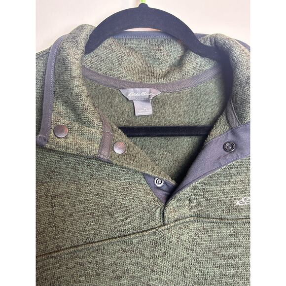 Eddie Bauer Big and Tall Mens Large Tall Popover Green Long Sleeve Collar - Picture 2 of 9